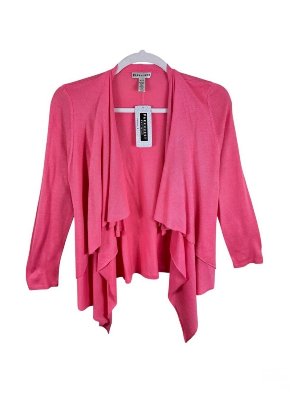Parkhurst NWT Flyaway Pink Coral  Ruffled Long Sleeve Open Cardigan Sweater XL